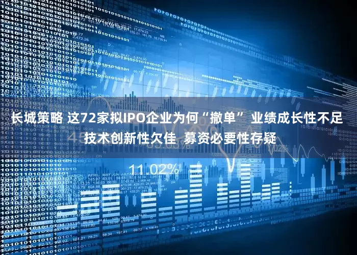 长城策略 这72家拟IPO企业为何“撤单” 业绩成长性不足  技术创新性欠佳  募资必要性存疑